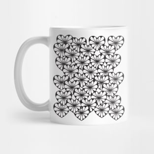 Flower in hearts - black and transparent design Mug